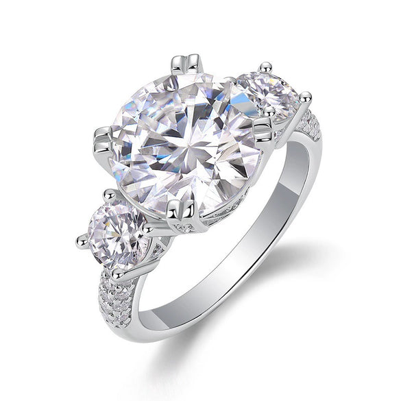 Wholesale Women's Fashion Geometric 925 Silver Moissanite Ring Set With Diamonds