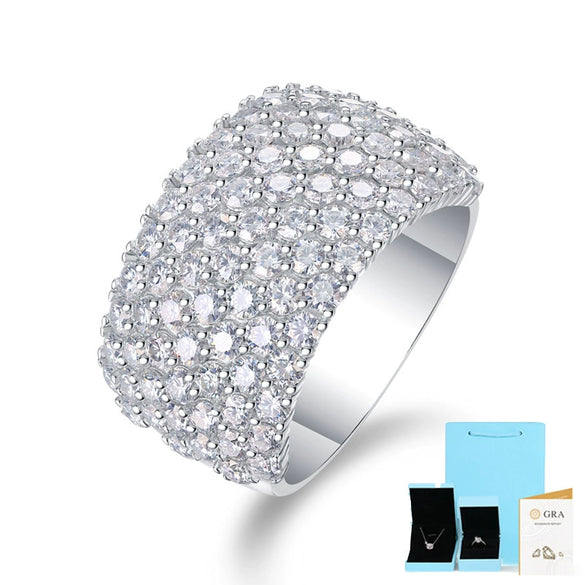 Wholesale Women's Fashion Geometric 925 Silver Moissanite Ring Set With Diamonds