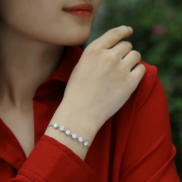 Wholesale Women's Fashion Geometric 925 Silver Moissanite Set Bracelet Jewelry