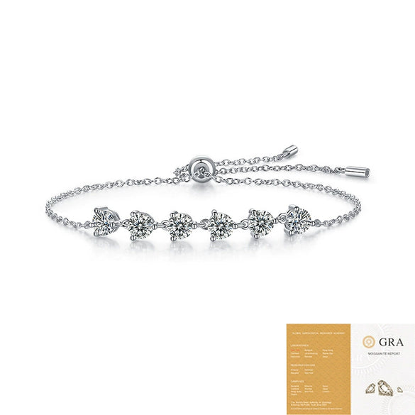 Wholesale Women's Fashion Geometric 925 Silver Moissanite Set Bracelet Jewelry