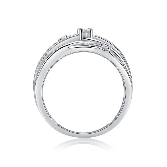 Wholesale Women's Fashion Geometric 925 Silver Ring Set With Diamonds