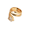 Wholesale Women's Fashion Geometric Snake Ring Stainless Steel 18K Gold Plated Inlaid Zircon