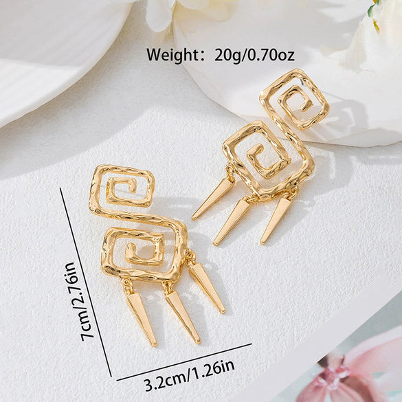 Wholesale Women's Fashion Geometric Spiral Pattern Alloy And Stainless Steel Electroplated Earrings