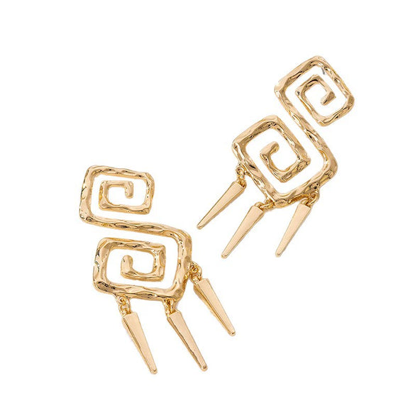 Wholesale Women's Fashion Geometric Spiral Pattern Alloy And Stainless Steel Electroplated Earrings