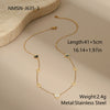 Wholesale Women's Fashion Geometric Stainless Steel And Agate Motherofpearl Hollow Love Clavicle Chain Necklace Inlaid With Zircon Electroplated