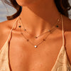 Wholesale Women's Fashion Geometric Stainless Steel And Agate Motherofpearl Hollow Love Clavicle Chain Necklace Inlaid With Zircon Electroplated