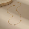 Wholesale Women's Fashion Geometric Stainless Steel And Agate Motherofpearl Hollow Love Clavicle Chain Necklace Inlaid With Zircon Electroplated