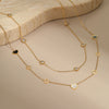 Wholesale Women's Fashion Geometric Stainless Steel And Agate Motherofpearl Hollow Love Clavicle Chain Necklace Inlaid With Zircon Electroplated