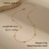 Wholesale Women's Fashion Geometric Stainless Steel And Agate Motherofpearl Hollow Love Clavicle Chain Necklace Inlaid With Zircon Electroplated