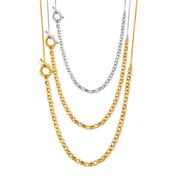 Wholesale Women's Fashion Geometric Stainless Steel And Titanium Steel Ball Chain Sweater Chain With 18K Gold Plated Inlaid Artificial Gemstones And Semiprecious Stones Jewelry