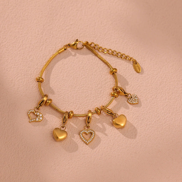 Wholesale Women's Fashion Geometric Stainless Steel Diy Multi Accessory Bracelet Plated 18K Real Gold