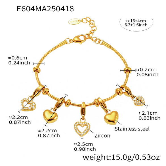 Wholesale Women's Fashion Geometric Stainless Steel Diy Multi Accessory Bracelet Plated 18K Real Gold
