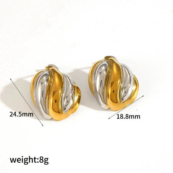 Wholesale Women's Fashion Geometric Stainless Steel Earrings 18K Gold Plated Electroplated Non Fading