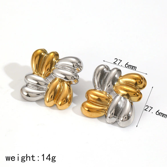 Wholesale Women's Fashion Geometric Stainless Steel Earrings 18K Gold Plated Electroplated Non Fading