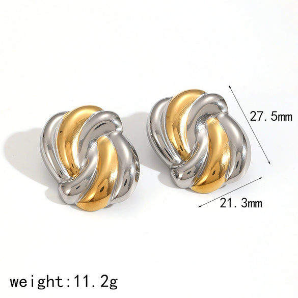 Wholesale Women's Fashion Geometric Stainless Steel Earrings 18K Gold Plated Electroplated Non Fading