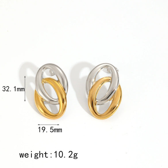 Wholesale Women's Fashion Geometric Stainless Steel Earrings 18K Gold Plated Electroplated Non Fading