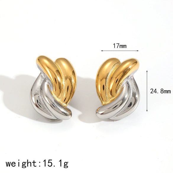 Wholesale Women's Fashion Geometric Stainless Steel Earrings 18K Gold Plated Electroplated Non Fading