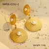 Wholesale Women's Fashion Geometric Stainless Steel Earrings With Pearl Inlay And Electroplating