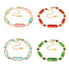 Wholesale Women's Fashion Geometric 316L Stainless Steel Electroplated Czech Glass Stitching Bracelet