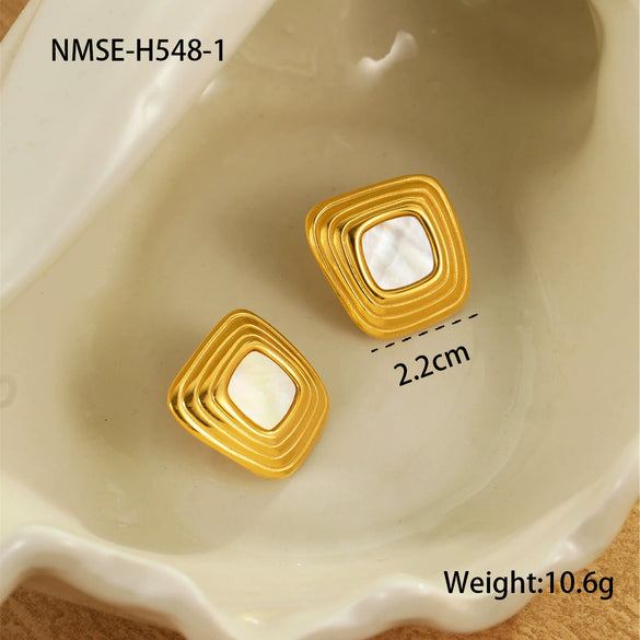 Wholesale Women's Fashion Geometric Stainless Steel Electroplated Earrings With Irregular Square Shape