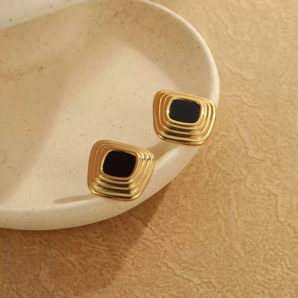 Wholesale Women's Fashion Geometric Stainless Steel Electroplated Earrings With Irregular Square Shape