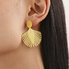Wholesale Women's Fashion Geometric Stainless Steel Electroplated Ferris Wheel Coconut Leaf Texture Earrings