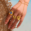 Wholesale Women's Fashion Geometric Stainless Steel Electroplated 18K Gold Ferris Wheel Small Heart Open Index Finger Ring