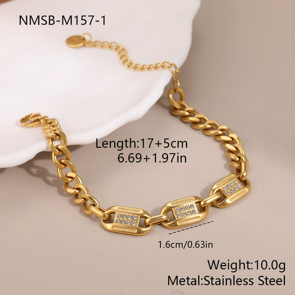 Wholesale Women's Fashion Geometric Stainless Steel 18K Electroplated Bracelet Hand Jewelry