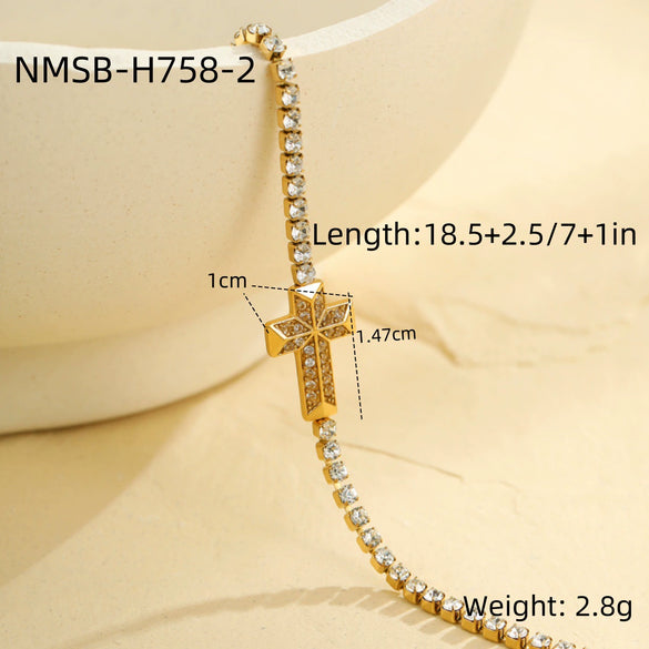 Wholesale Women's Fashion Geometric Stainless Steel 18K Electroplated Diamond Microinlaid Bracelet