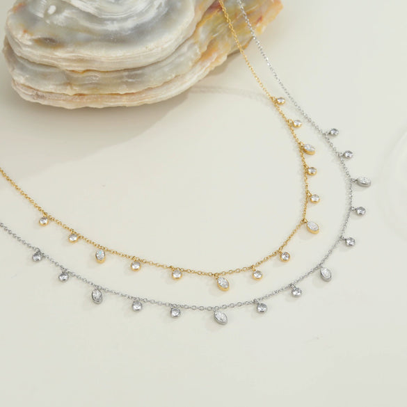 Wholesale Women's Fashion Geometric Stainless Steel 18K Gold Electroplated Bead Chain Necklace