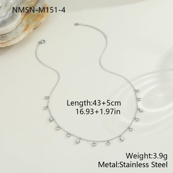 Wholesale Women's Fashion Geometric Stainless Steel 18K Gold Electroplated Bead Chain Necklace