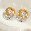 Wholesale Women's Fashion Geometric Stainless Steel 18K Gold Electroplated Irregular Round Interlocking Earrings