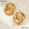 Wholesale Women's Fashion Geometric Stainless Steel 18K Gold Electroplated Irregular Round Interlocking Earrings