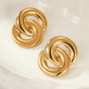 Wholesale Women's Fashion Geometric Stainless Steel 18K Gold Electroplated Irregular Round Interlocking Earrings