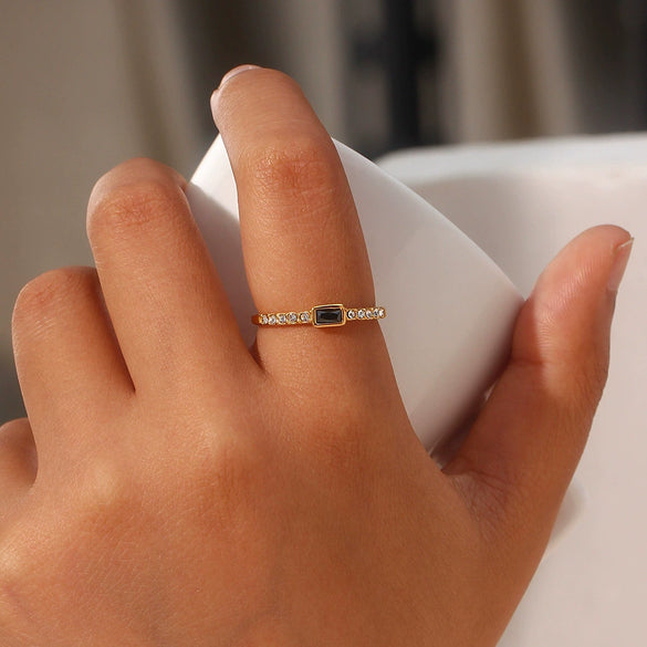 Wholesale Women's Fashion Geometric Stainless Steel 18K Gold Plated Adjustable Open Ring Jewelry