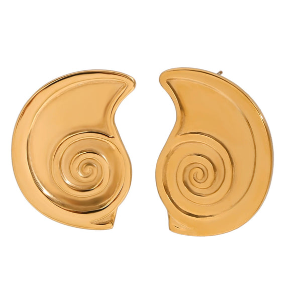 Wholesale Women's Fashion Geometric Stainless Steel 18K Gold Plated Cochlear Modeling Earrings