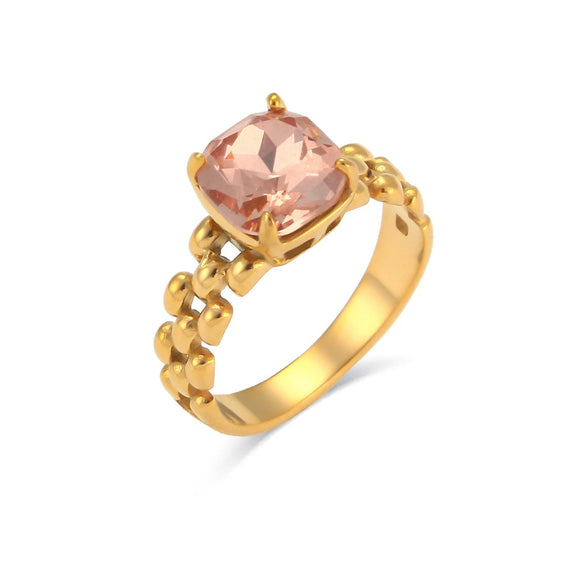 Wholesale Women's Fashion Geometric Stainless Steel 18K Gold Plated Cut Out Ring Jewelry