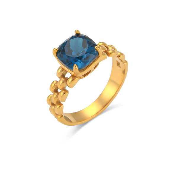Wholesale Women's Fashion Geometric Stainless Steel 18K Gold Plated Cut Out Ring Jewelry