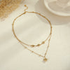 Wholesale Women's Fashion Geometric Stainless Steel 18K Gold Plated Doublelayer Clavicle Necklace