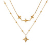 Wholesale Women's Fashion Geometric Stainless Steel 18K Gold Plated Doublelayer Clavicle Necklace
