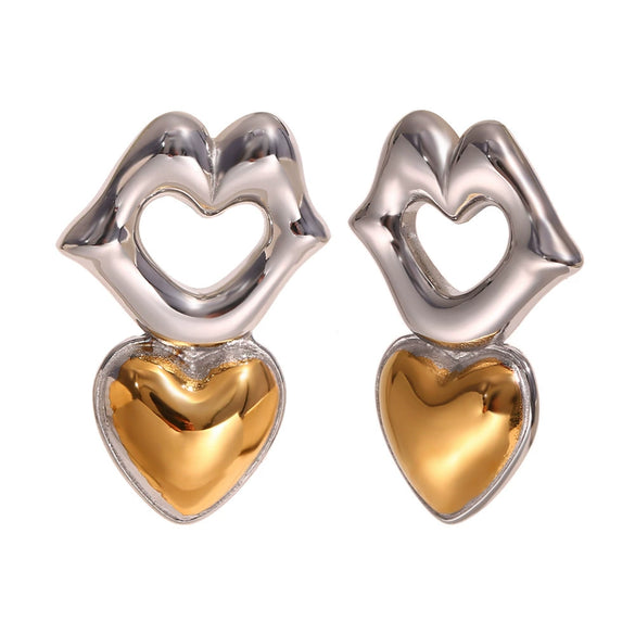 Wholesale Women's Fashion Geometric Stainless Steel 18K Gold Plated Earrings
