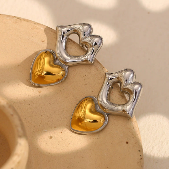 Wholesale Women's Fashion Geometric Stainless Steel 18K Gold Plated Earrings