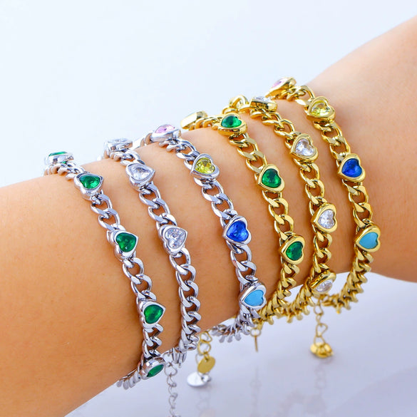 Wholesale Women's Fashion Geometric Stainless Steel 18K Gold Plated Love Bracelet