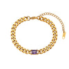Wholesale Women's Fashion Geometric Stainless Steel 18K Gold Plated Micro Inlaid Zircon Cuban Chain Bracelet