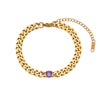 Wholesale Women's Fashion Geometric Stainless Steel 18K Gold Plated Micro Inlaid Zircon Cuban Chain Bracelet