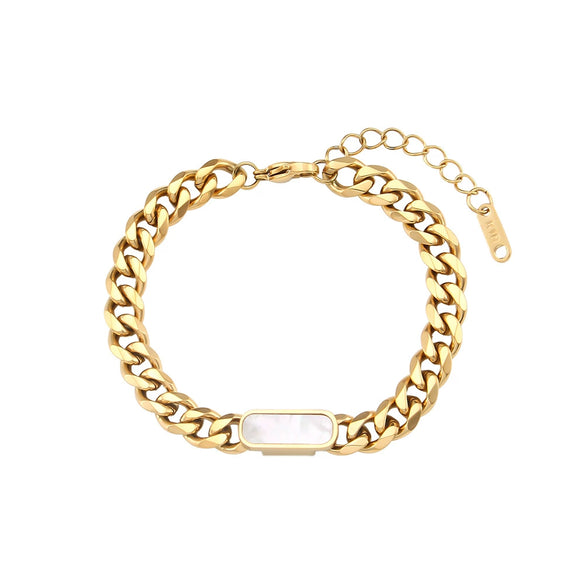 Wholesale Women's Fashion Geometric Stainless Steel 18K Gold Plated Micro Inlaid Zircon Cuban Chain Bracelet