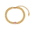 Wholesale Women's Fashion Geometric Stainless Steel 18K Gold Plated Micro Inlaid Zircon Cuban Chain Bracelet