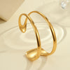 Wholesale Women's Fashion Geometric Stainless Steel 18K Gold Plated Open Bracelet