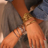 Wholesale Women's Fashion Geometric Stainless Steel 18K Gold Plated Open Bracelet