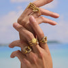 Wholesale Women's Fashion Geometric Stainless Steel 18K Gold Plated Opening Adjustment Ring